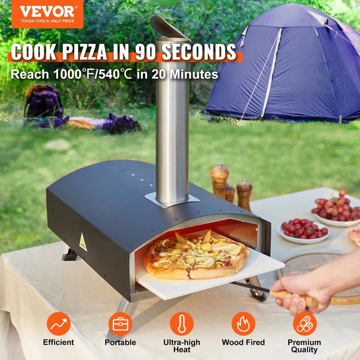VEVOR 12" Portable Pizza Oven for Backyard or Outdoor Camping