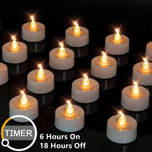 24 Hours LED Tea Lights Flickering Candles