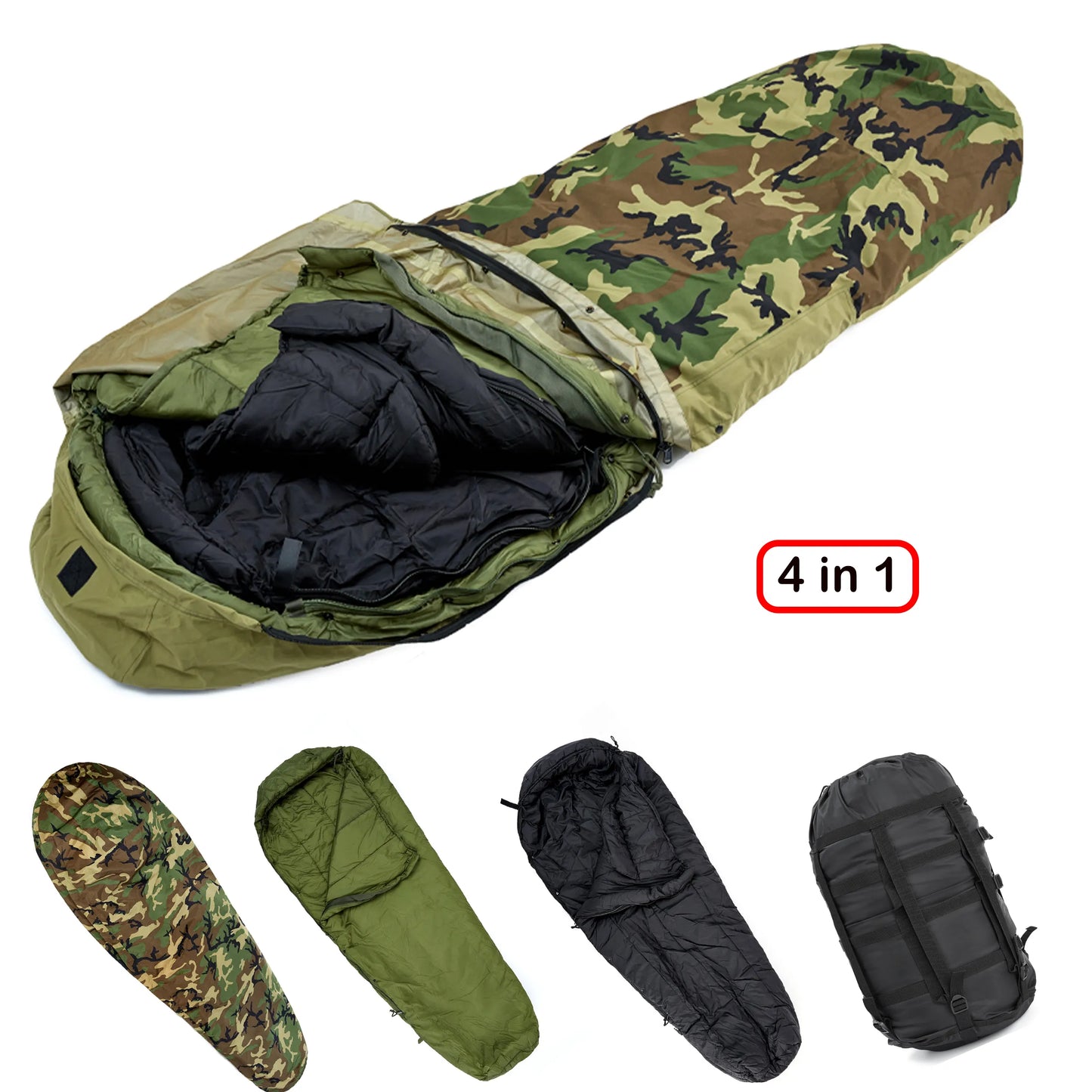 Modular Sleeping Bag with Liner- rated to minus 4 degrees Fahrenheit
